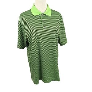 Grand Slam Mens M Neon Green Black Striped Golf Polo Shirt Sportswear Preppy